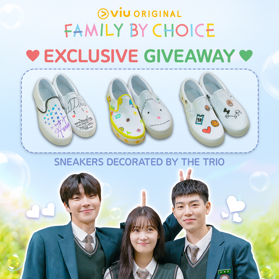 Viu_PH's tweet photo. Lace-up for a chance to win this exclusive sneaker decorated by our fave trio! 😉💌

➡️ Comment below your favorite scene from #FamilyByChoice and tell us why.
➡️ Fill up the form here: https://t.co/wxQQ5wS3j0

#HwangInYoup #JungChaeYeon #BaeHyeonSeong #ViuGiveaway https://t.co/ih7916a3SO