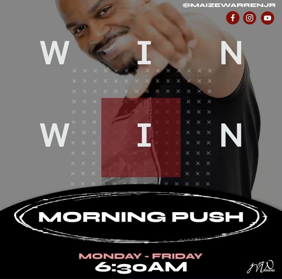 MaizeWarrenJr's tweet image. Don't miss "Morning Push" with @maizewarrenjr 

 Monday - Friday @6:30amCST

🚨Set your notifications🚨

#morningpush #maizewarrenjrministries #maizwarren #nola #neworleans #empowerment #encouragement #motivation @tanethiawarren