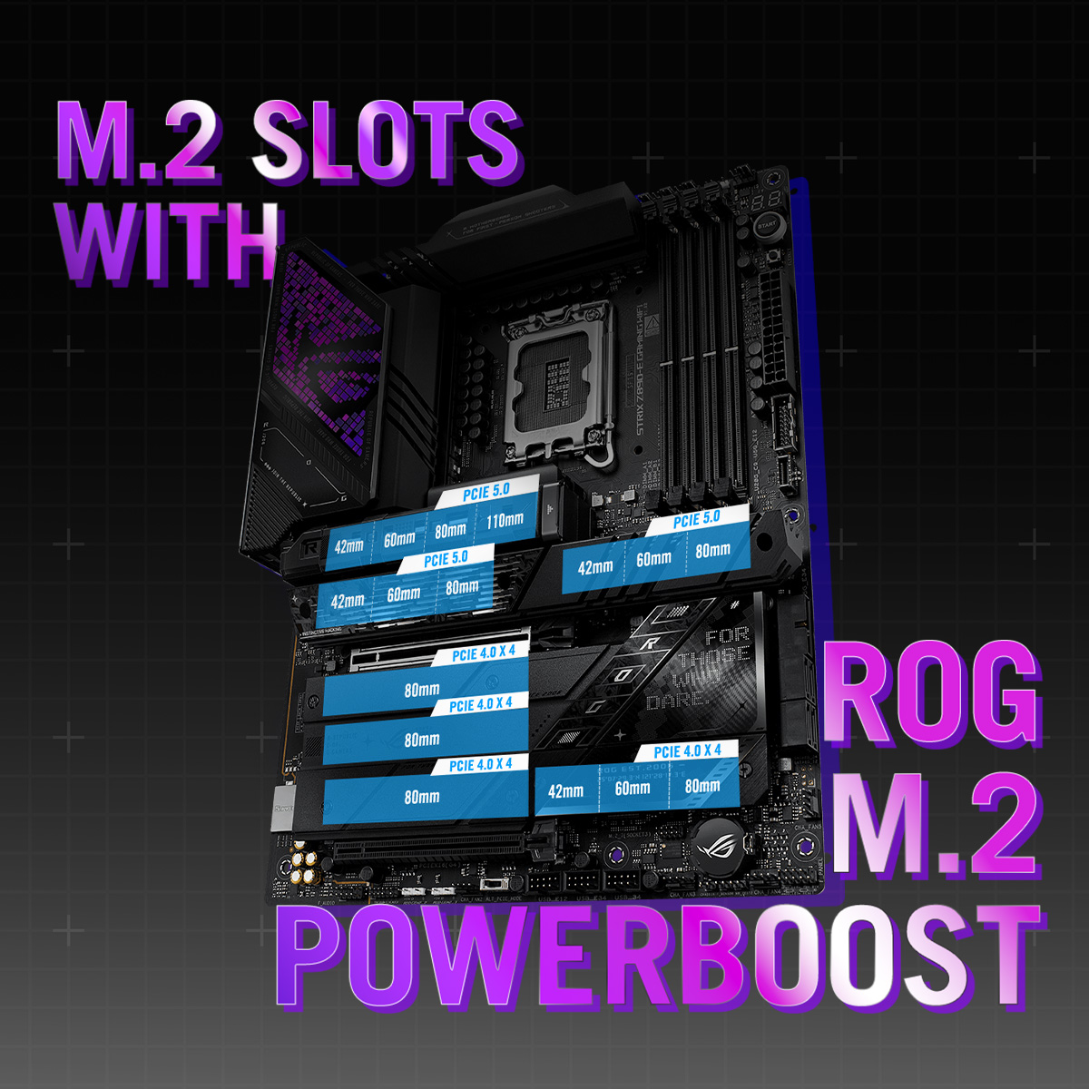 ROG_ANZ's tweet image. 🚀 Ready for extreme performance? The ROG Strix Z890-E is!

⚡7 onboard M.2 slots ( 3x PCIe 5.0!).
🔧ROG M.2 PowerBoost for ⬆️ stability.
❄ M.2 Combo-Sink with a heat pipe for extra cooling.

Unleash your build!👉🏼 rog.gg/StrixZ890E
#rog #pcgaming #builtforperformance