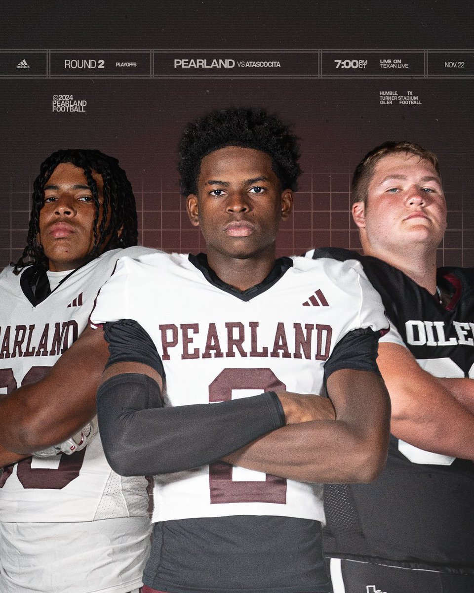 Pearland Football (@pearlandoilers) on Twitter photo The stage is set for Round 2.
🆚 Atascocita
📅 Friday, November 22
⏰ 7:00 PM
🏟️ Tuner Stadium (Humble ISD)
📺 <a href="/Texan_Live/">Dave Campbell’s Texan Live - Texanlive.com</a>
#BleedMaroon The stage is set for Round 2.
🆚 Atascocita
📅 Friday, November 22
⏰ 7:00 PM
🏟️ Tuner Stadium (Humble ISD)
📺 <a href="/Texan_Live/">Dave Campbell’s Texan Live - Texanlive.com</a>
#BleedMaroon