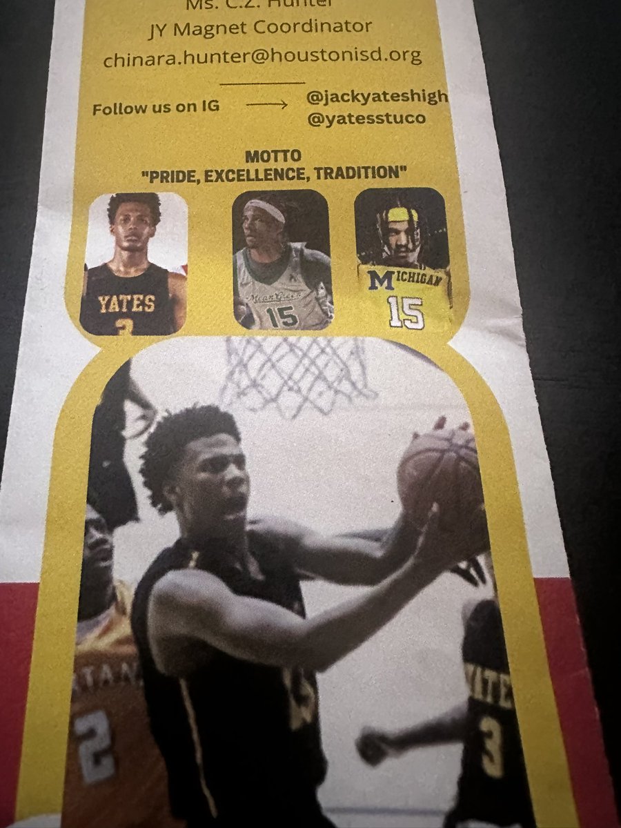 Ashley Jones-Williams (@ms_ciandria) on Twitter photo My nephew brought this flyer home from the HISD School Choice Fair. I love the magnet coordination <a href="/CoachCZHunter/">Coach CZ Hunter</a> using <a href="/rjcrossover15/">Rubin ®️</a> exemplifying the greatness of <a href="/JackYatesHigh/">Jack Yates High</a>.
He was a student athlete in the magnet GT/AP program.
Motto: “Pride.Excellence.Tradition.” My nephew brought this flyer home from the HISD School Choice Fair. I love the magnet coordination <a href="/CoachCZHunter/">Coach CZ Hunter</a> using <a href="/rjcrossover15/">Rubin ®️</a> exemplifying the greatness of <a href="/JackYatesHigh/">Jack Yates High</a>.
He was a student athlete in the magnet GT/AP program.
Motto: “Pride.Excellence.Tradition.”