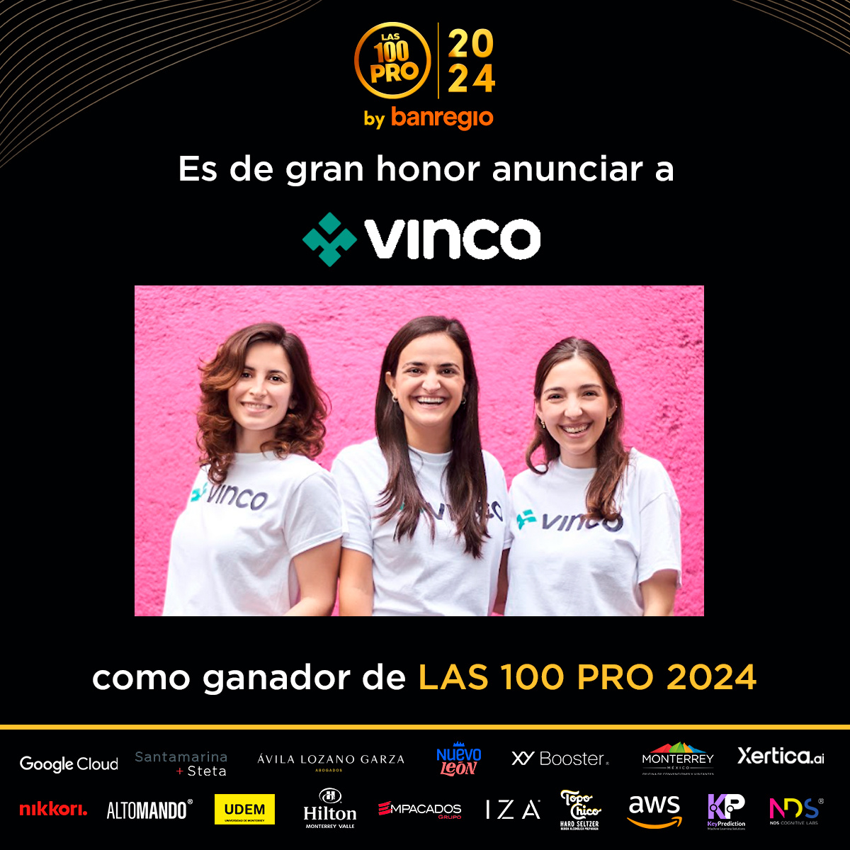 Estamos muy felices de compartir que Pro Network nos ha reconocido como una de las startups más prometedoras de México en las 100 PRO 2024. 🚀🇲🇽 
¡Gracias por este reconocimiento, <a href="/pronetworkmx/">PRO Network</a>! #Vinco #VincoEd #100Pro2024 #EdTech #Startups #StartupsLatam