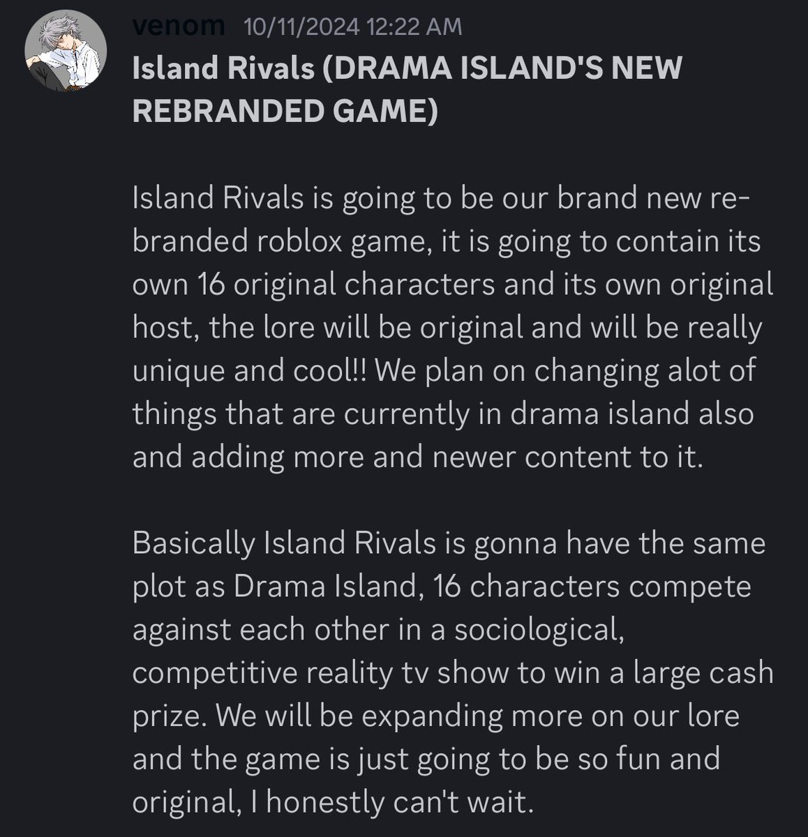 TrinaBurnee's tweet photo. After this incident, Drama Island got copyright claimed by FreshTV and Tackz changed his name to Venom, which is what I’ll refer to him from now on. The mods that held him accountable were replaced with a team of yes men who praise him. He started to focus on Island Rivals https://t.co/mXtM6JoyUv