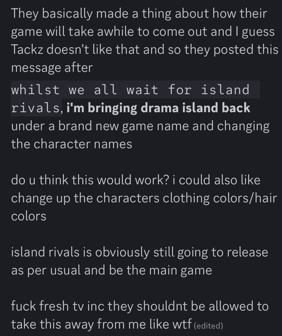 TrinaBurnee's tweet photo. That was until he decided that FreshTV had no right to copyright his game. He started working on Frenemy Island. He threatened that he would file a lawsuit if FreshTV tried to take down the game. https://t.co/nvs5BoWSPv