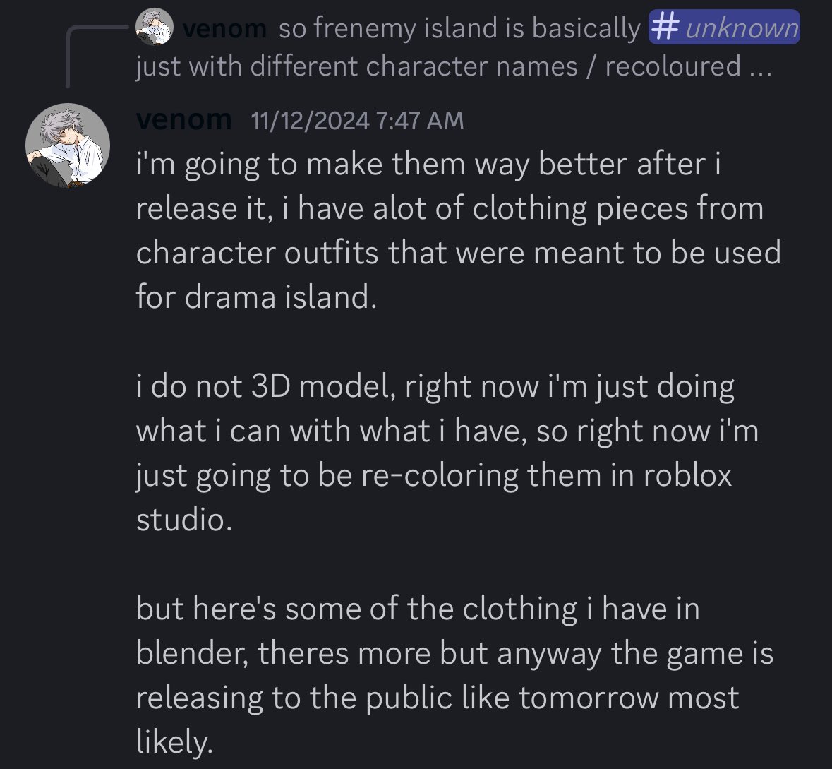TrinaBurnee's tweet photo. Venom proceeded to take the models his old modeler made for him and alter and recolor them to avoid copyright. He changed the names from their canon names to try and avoid copyright as well. https://t.co/qHf9RmAG6b