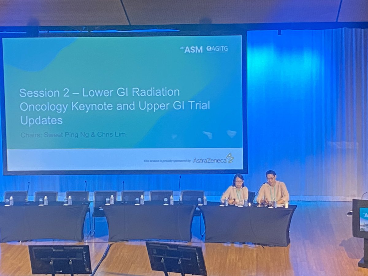 drsarahhayes's tweet photo. Iโm so excited to continue this fantastic day at @GICancer #AGITG24 ASM with our #LowerGI Radiation Oncology Keynote and #UpperGI trial updates. We are so grateful for the support of our Platinum sponsor @AstraZeneca, who have also kindly sponsored this session. https://t.co/2hi832NwTW