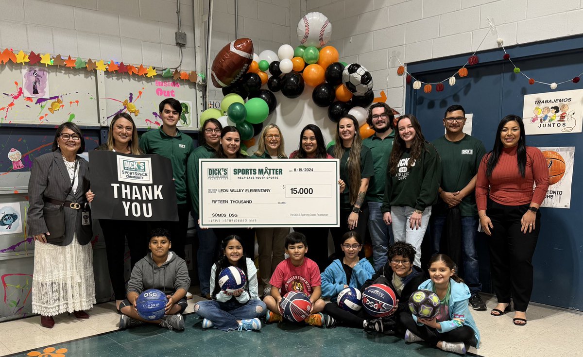 Started my day with so much excitement <a href="/NISDLeonValley/">Leon Valley ES</a>! Coach Vanessa Treviño partnered with <a href="/DICKS/">DICK'S Sporting Goods</a> Sueños Foundation to obtain $15,000 for much needed equipment for the kids! What a great partnership!  <a href="/NISD/">Northside ISD</a>