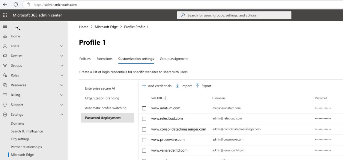 Enterprise Password Vaulting coming to the Microsoft Edge Web Browser 
"IT admins will deploy an encrypted shared password to a specific set of users, allowing them to sign in to websites seamlessly without ever seeing or having access to the actual passwords. This will eliminate