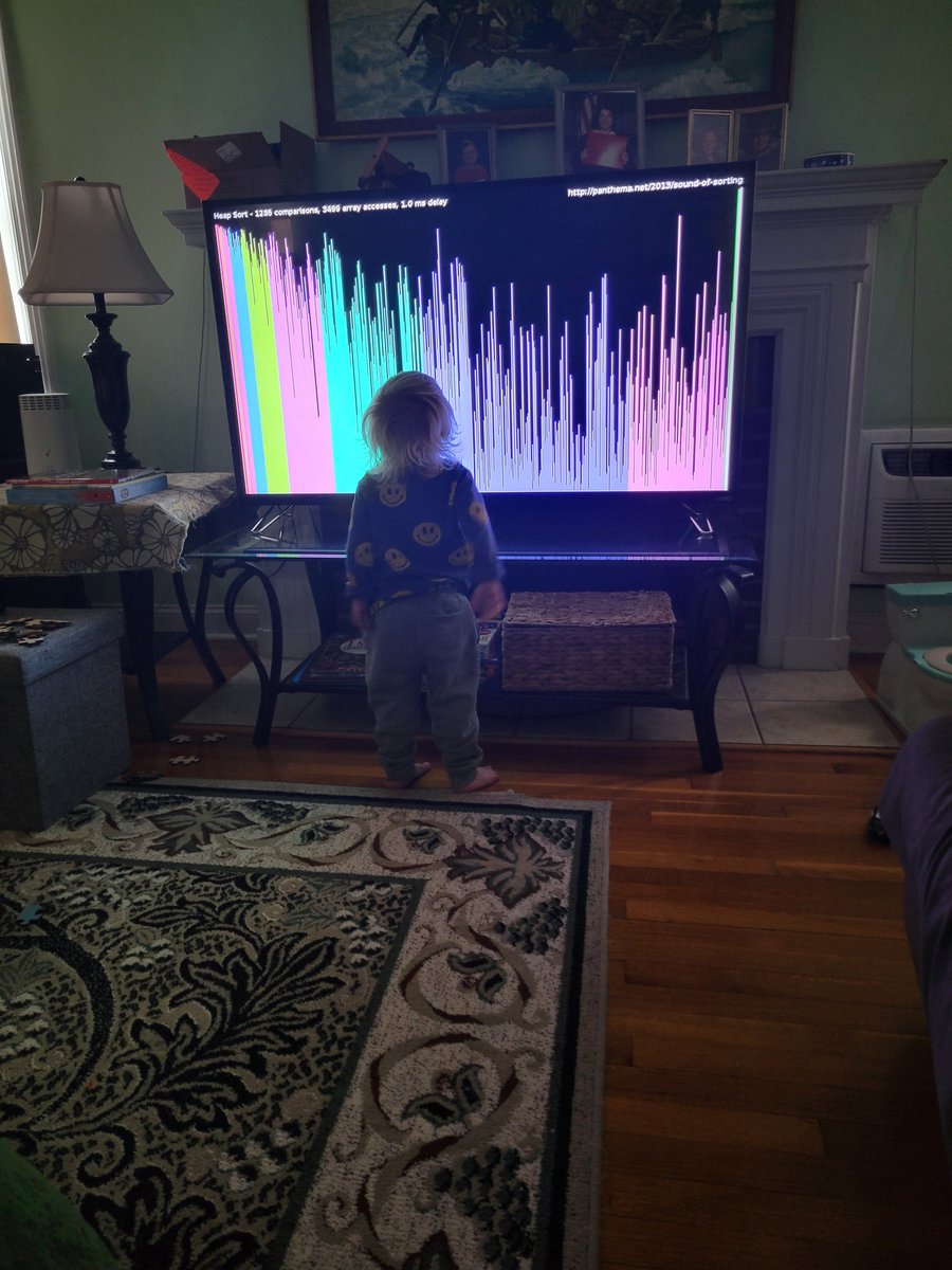 joannabanananaa's tweet photo. @yacineMTB I put on sorting algorithms for my toddler. He called it "the movie with the lines" 😂 https://t.co/OXUNcJpbBH