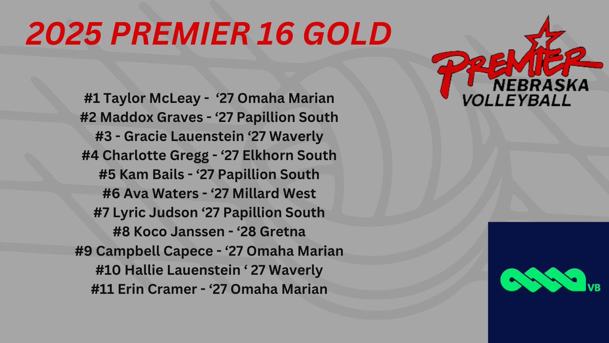 Your 2025 Premier 16 Gold squad.  #premierproud #BetterTogether #GetIt