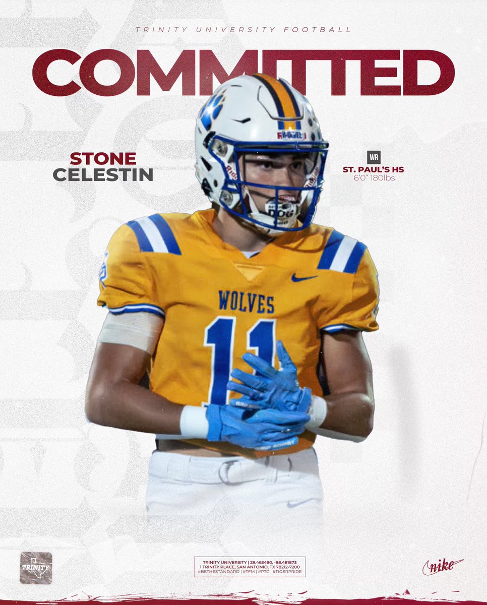 CelestinStone's tweet image. #AGTG I'm blessed to announce I’m‼️𝑪𝑶𝑴𝑴𝑰𝑻𝑻𝑬𝑫‼️ to @TUFootballTX! Thank you, Coach @JerhemeUrban83 and the Trinity coaching staff, for the opportunity to continue playing football at the next level!! #commited 🐅#BeTheStandard 

@CoachGezella @PrepRedzoneLA @PrepRedzoneLA