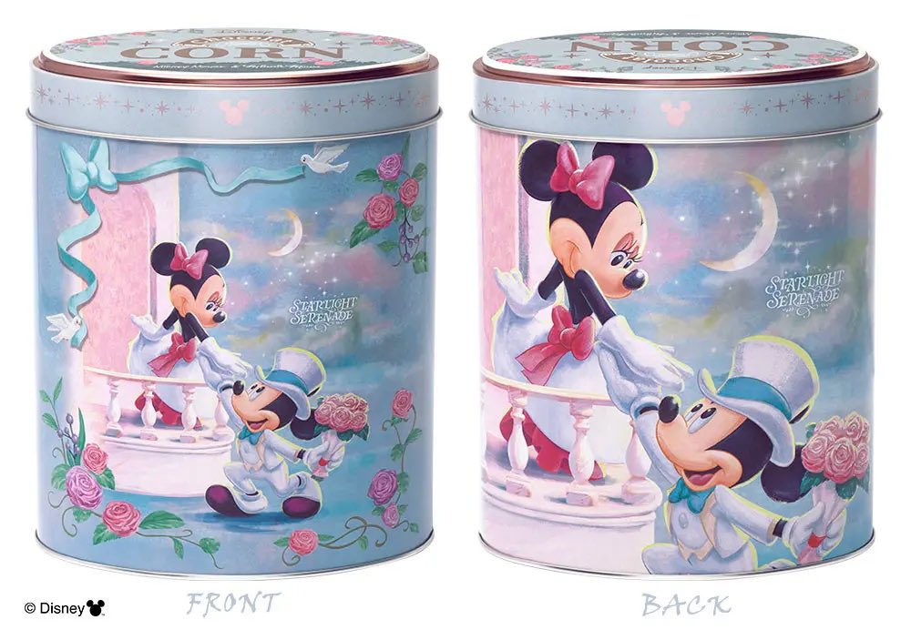 tdr_doria's tweet photo. 11月27日より、『Disney SWEETS COLLECTION by 東京ばな奈』の5周年を記念したアニバーサリー缶『ミッキーマウス＆ミニーマウス/コーン ショコラ味』が販売されます。

5周年記念アート「スターライトセレナーデ」をデザインしたオリジナルグッズも登場☆
https://t.co/PLuW70xmdR https://t.co/qAONIn8GLo
