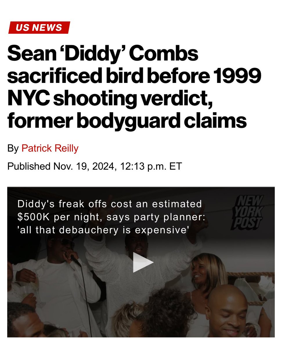 LizCrokin's tweet image. Diddy Allegedly Sacrificed A Bird In A Ritual!

Sean “Diddy” Combs sacrificed a bird in a ritual while en route to learn the outcome of his trial over the 1999 nightclub shooting. 

Diddy stopped in Central Park to meet a mysterious man with a caged bird, his former bodyguard…