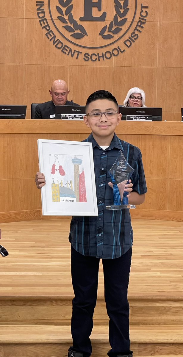 RaquelReads77's tweet photo. Proud mom moment. My legacy continues with my oldest. Today he was recognized at the District Board Meeting for submitting the winning art design for the Diabetes Awareness Art Contest in the entire city of San Antonio. Dream big Manny! We love you. @GusUniversity https://t.co/0wMYm3QU1G