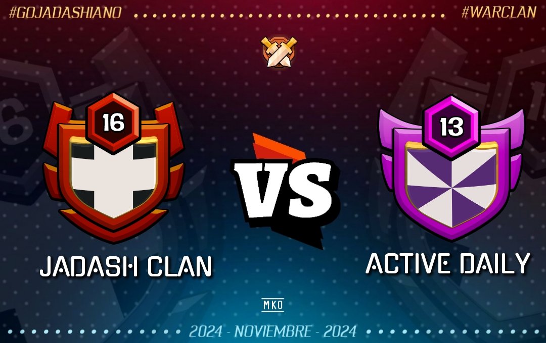 Jadash_clan's tweet image. 🎖️GUERRA DE CLANES🎖️
WC-04 | NOVIEMBRE | PREPARACIÓN

Nuestra próxima guerra iniciará pronto, enfrentaremos a #ACTIVEDAILY, clan internacional de nivel 13.

#Gojadashiano #Jadashclan #Noviembre2024 #Guerradeclanes #WARCLAN #Preparacion #ClashOfClans #WC4