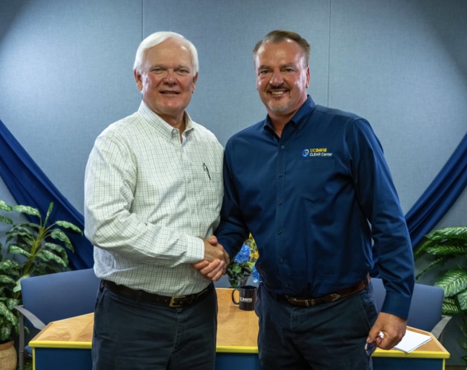 GHGGuru's tweet photo. My dear faculty colleague in Animal Science, Dr. Jim Oltjen, who as chair of the search committee at @ucdavis that hired me some 23 yrs ago, is now retiring. Today, I had the pleasure to entertain his “exit interview”. Sad to see him go but wishing him all the best! https://t.co/rIxVh1REkQ