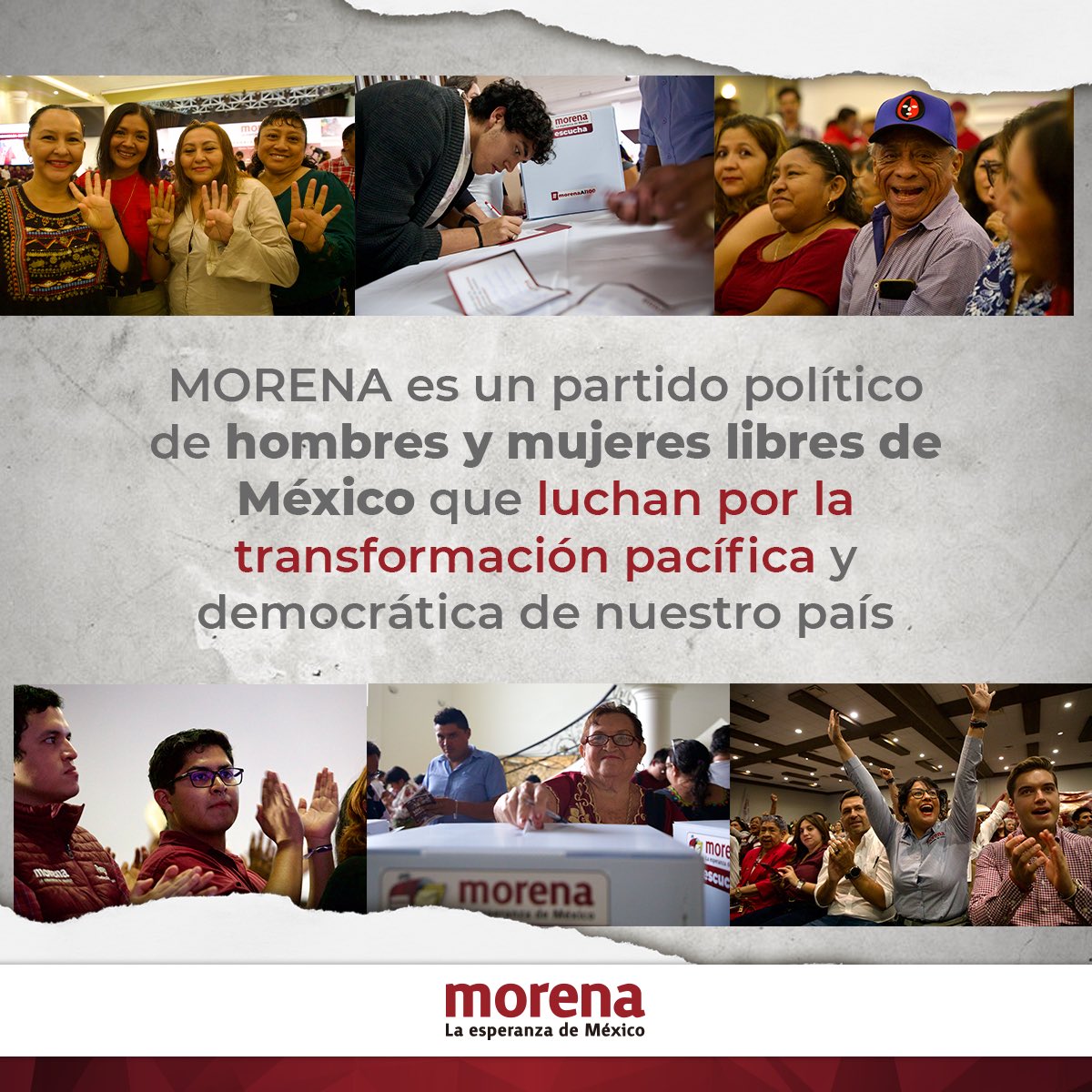 PartidoMorenaMx's tweet photo. A 12 años de celebrado el primer Congreso Nacional de Morena, hoy continuamos revolucionando las conciencias, trabajando por los derechos y las libertades de todas y todos los mexicanos y refrendamos nuestro compromiso con la premisa del Humanismo Mexicano: “Por el bien de todos, primero los pobres”.

#SomosMillones