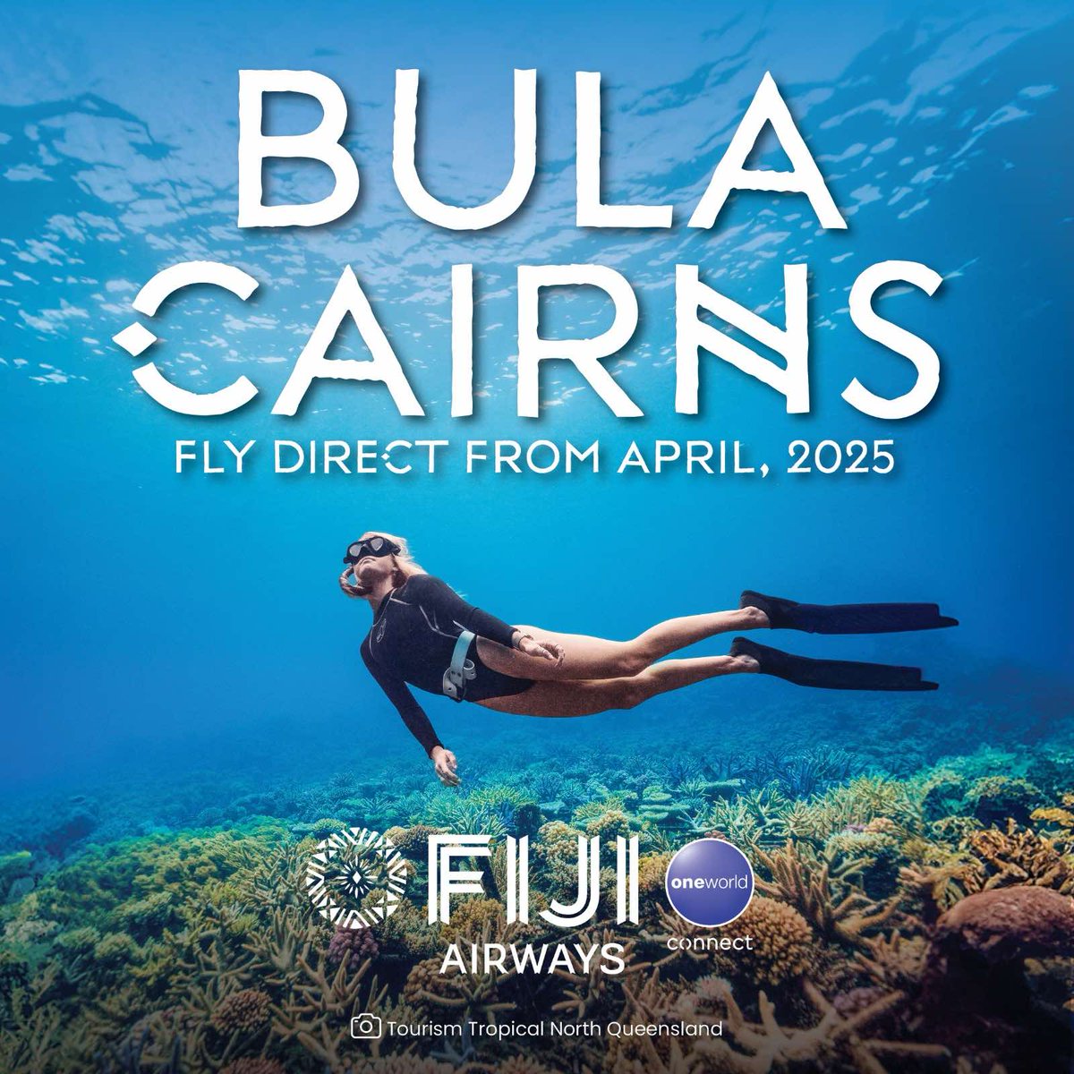FijiAirways's tweet photo. Fiji Airways is excited to announce a direct route between Cairns and Nadi, Fiji, from 10 April 2025.
Now you can spend less time traveling and more time exploring two tropical paradises.
Visit https://t.co/3npEVrqYdM for more info.

#fijiairways #newroute #cairns https://t.co/LqxsFXOfwR