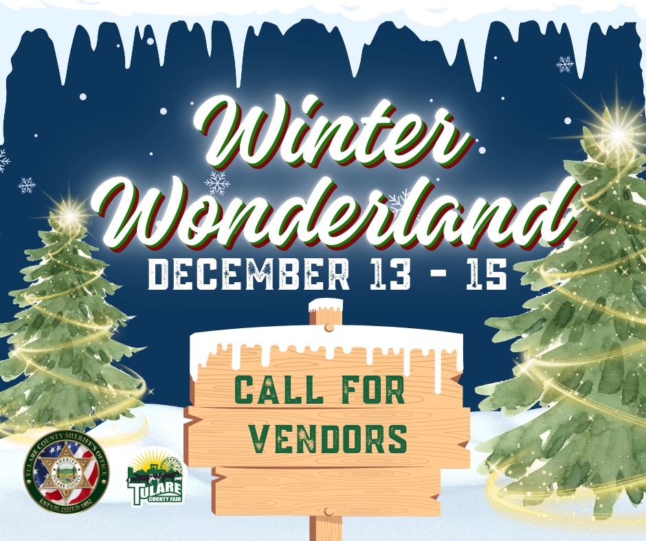 🎉 Calling all vendors! 🎉 
Join us for a magical Winter Wonderland at the Tulare County Fairgrounds, hosted with the Tulare County Sheriff’s Office! We're looking for fantastic sellers with clothing, jewelry, crafts, and more to make this event unforgettable! 🎁✨

Showcase y...