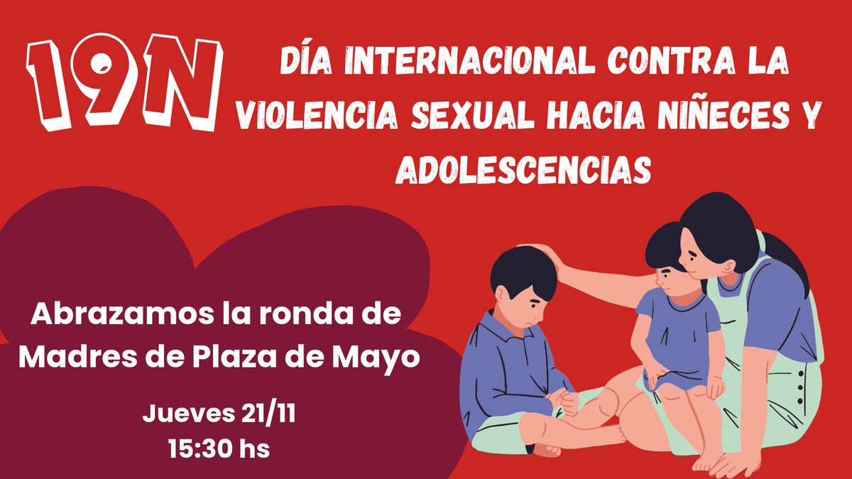 19 DE NOVIEMBRE GRITO GLOBAL CONTRA LA VIOLENCIA SEXUAL EN LAS NIÑECES

Porque tan sólo de 1000 casos de violencia sexual contra niños, niñas y adolescentes , se denuncian 100, 10 llegan a juicio y solo 1 obtiene condena firme.

#19N #ASInuncamás #Lasniñecesnomienten #NoAlSAP