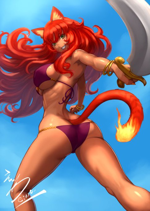 #いいふとももの日
寒いので暑そうな絵を選んでみました🐱🔥 