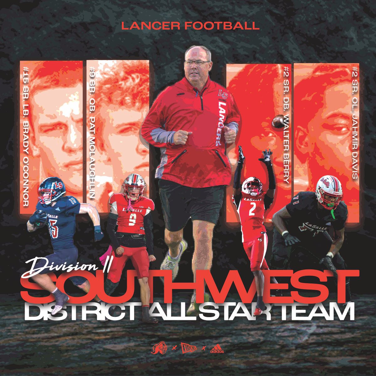 La Salle Football (@ls_lancerfb) on Twitter photo Congratulations to our Lancers who were recently named to the Division II Southwest District All Star Team. Coach of the year went to <a href="/PatQBtrainer/">Pat McLaughlin</a> and players <a href="/BradyOConnor20/">Brady O’Connor</a> <a href="/pat_mclaughlin9/">patrick mclaughlin</a> <a href="/D1wally/">Walter Berry Jr</a> and <a href="/jahmirdavis51/">jahmir davis</a> were named 1st Team. #Mission63 #LRD Congratulations to our Lancers who were recently named to the Division II Southwest District All Star Team. Coach of the year went to <a href="/PatQBtrainer/">Pat McLaughlin</a> and players <a href="/BradyOConnor20/">Brady O’Connor</a> <a href="/pat_mclaughlin9/">patrick mclaughlin</a> <a href="/D1wally/">Walter Berry Jr</a> and <a href="/jahmirdavis51/">jahmir davis</a> were named 1st Team. #Mission63 #LRD