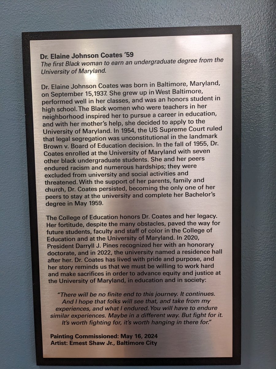 Campbell F. Scribner (@scribnerumcp) on Twitter photo Ernest Shaw, Jr., "Dr. Elaine Johnson Coates" (2024)
Just unveiled in our building <a href="/UMDCollegeofEd/">UMD College of Education</a>! Ernest Shaw, Jr., "Dr. Elaine Johnson Coates" (2024)
Just unveiled in our building <a href="/UMDCollegeofEd/">UMD College of Education</a>!
