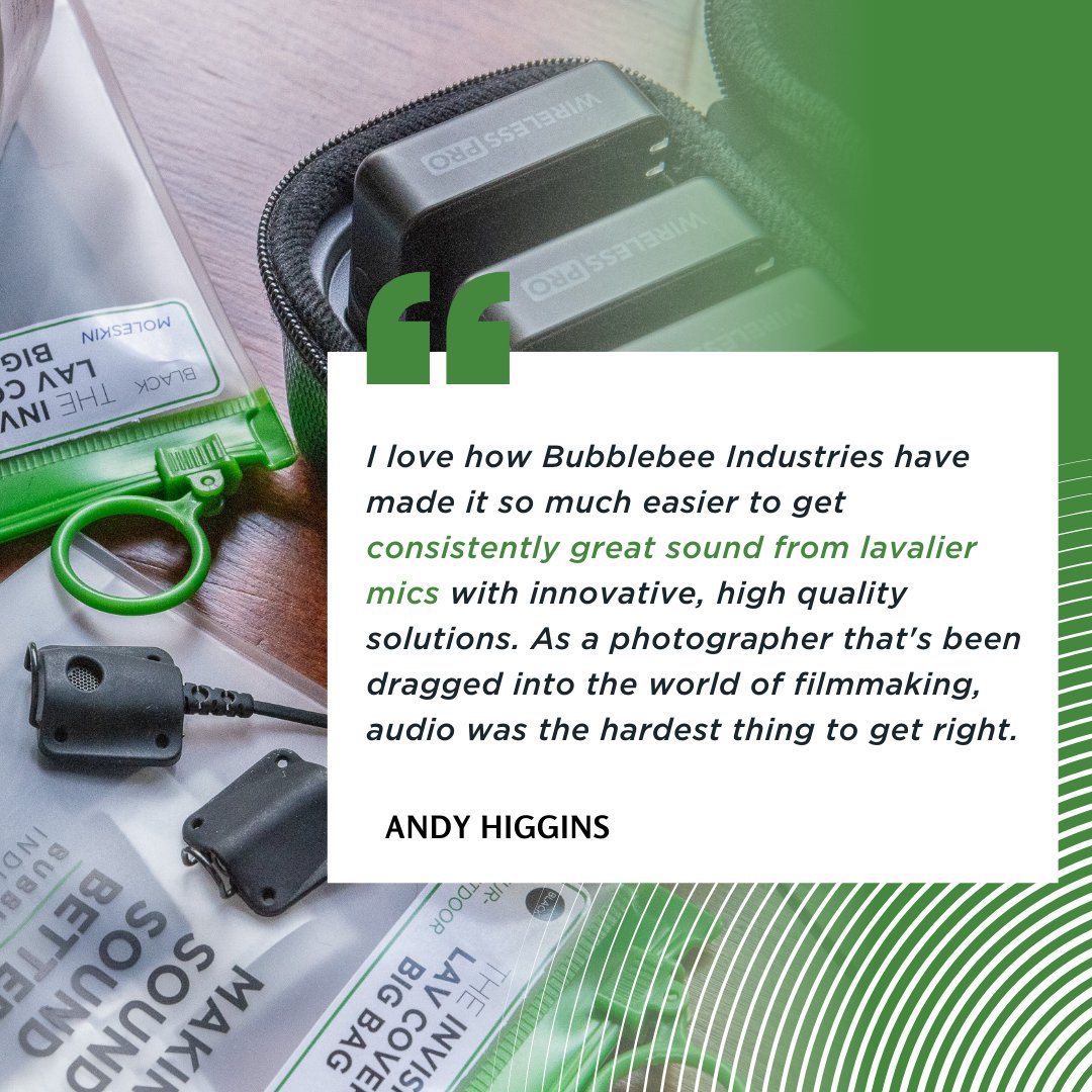 Bubblebee_Ind's tweet image. 🎤 Audio can be one of the biggest challenges in filmmaking, but it doesn't have to be. Andy Higgins shares how our lav mic hiding accessories help make it easier to get consistently great sound! 

Thank you Andy 💚

🔗 bubblebeeindustries.com/collections/la…

#MakingSoundSoundBetter