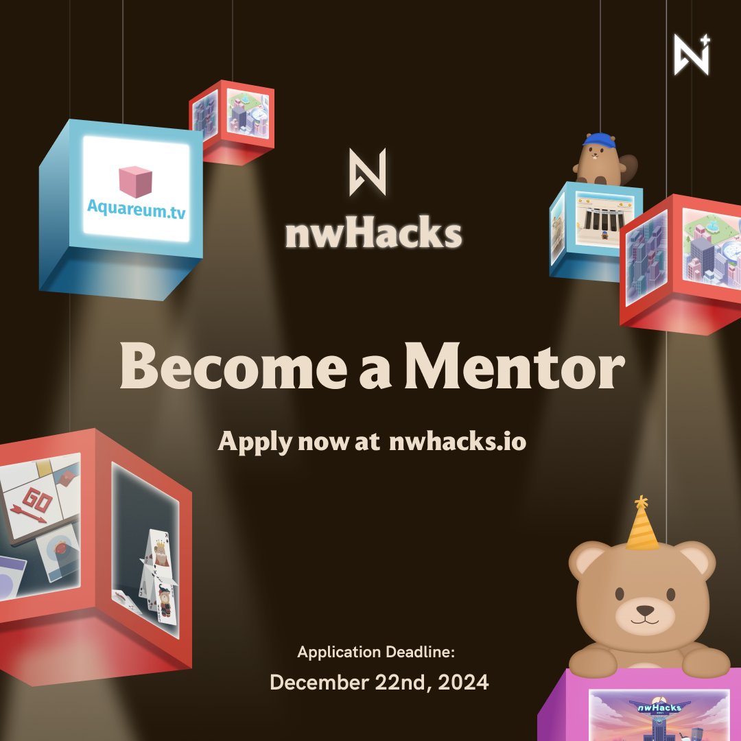 Interested in being involved in nwHacks 2025? Applications for mentors and volunteers at nwHacks are now live until December 22nd, 11:59 PM PST ✨⏳

Be sure to apply here: nwhacks.io ⌛

#nwPlus #nwHacks #24hrHackathon #VancouverTech