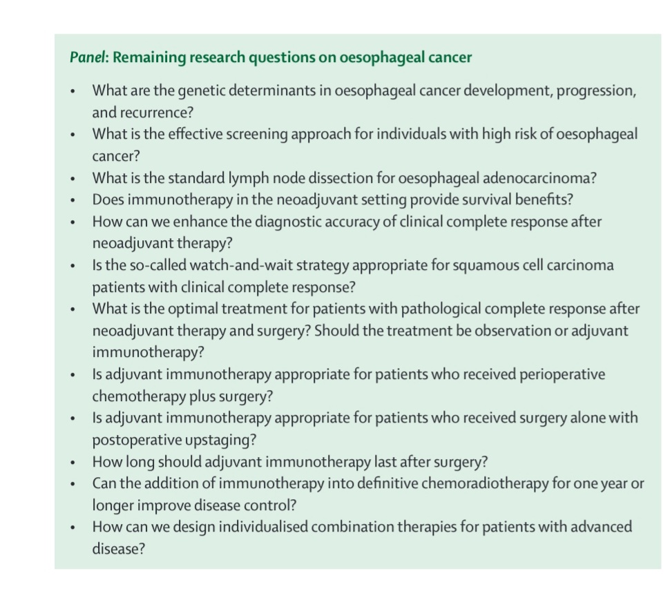 Dr Amol Akhade (@suyogcancer) on Twitter photo Esophageal cancer . Current treatment and data. And still unanswered questions. Taken from <a href="/TheLancet/">The Lancet</a> . Esophageal cancer . Current treatment and data. And still unanswered questions. Taken from <a href="/TheLancet/">The Lancet</a> .