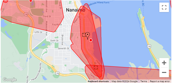 bchydro's tweet photo. We're aware of several outages affecting 12,809 customers in #Nanaimo. Updates will be posted on our site here: https://t.co/BPIauevRjl https://t.co/TM0Kgvqw5h