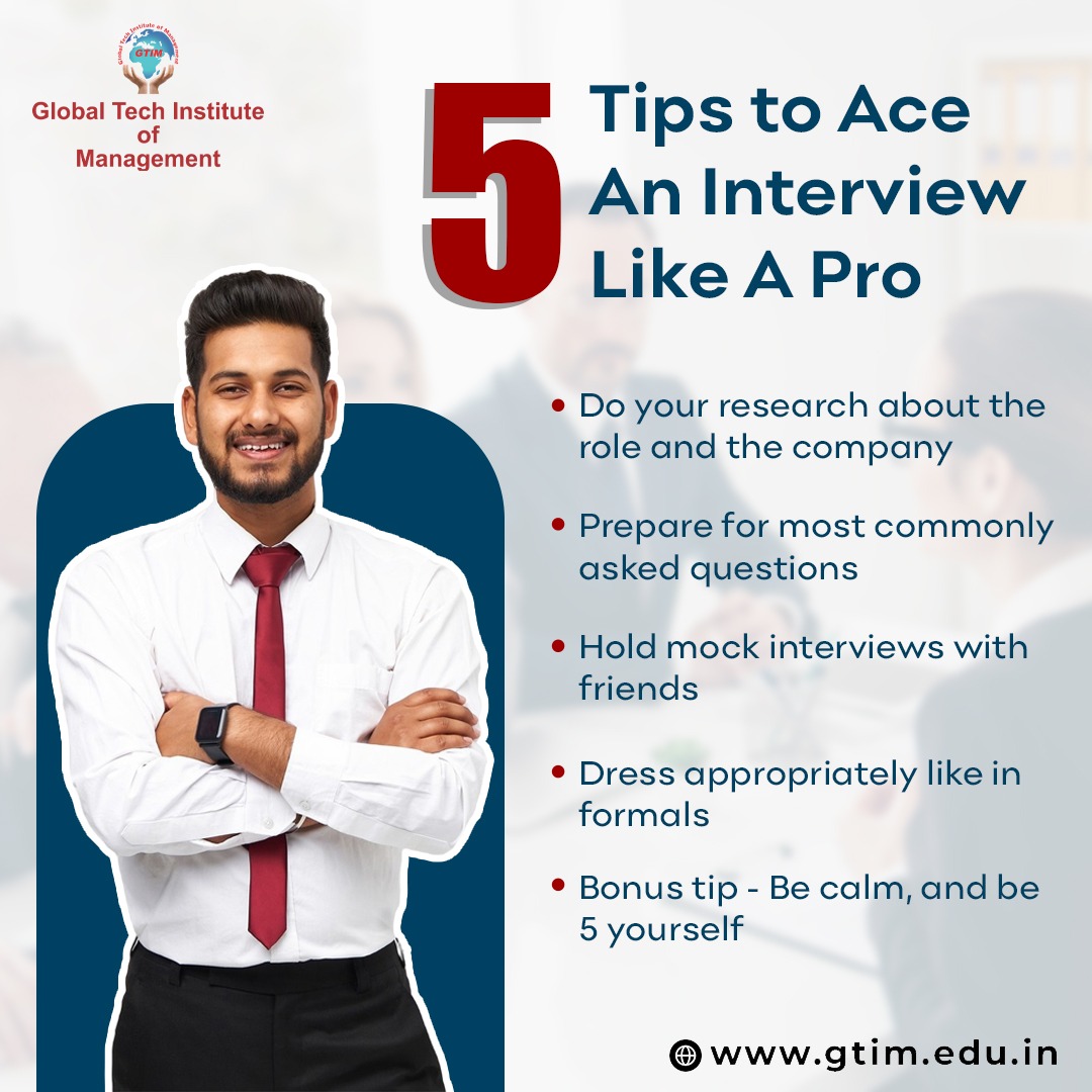gtimeducation's tweet image. Ready to land your dream job? Here are 5 tips to ace your interview like a pro: 

Don&apos;t forget to save and share this post!
.
.
.
.
.
.
Visit us at: gtim.edu.in

#InterviewSuccess #AceTheInterview #InterviewTips #JobInterviewPrep #CareerAdvice #NailYourInterview