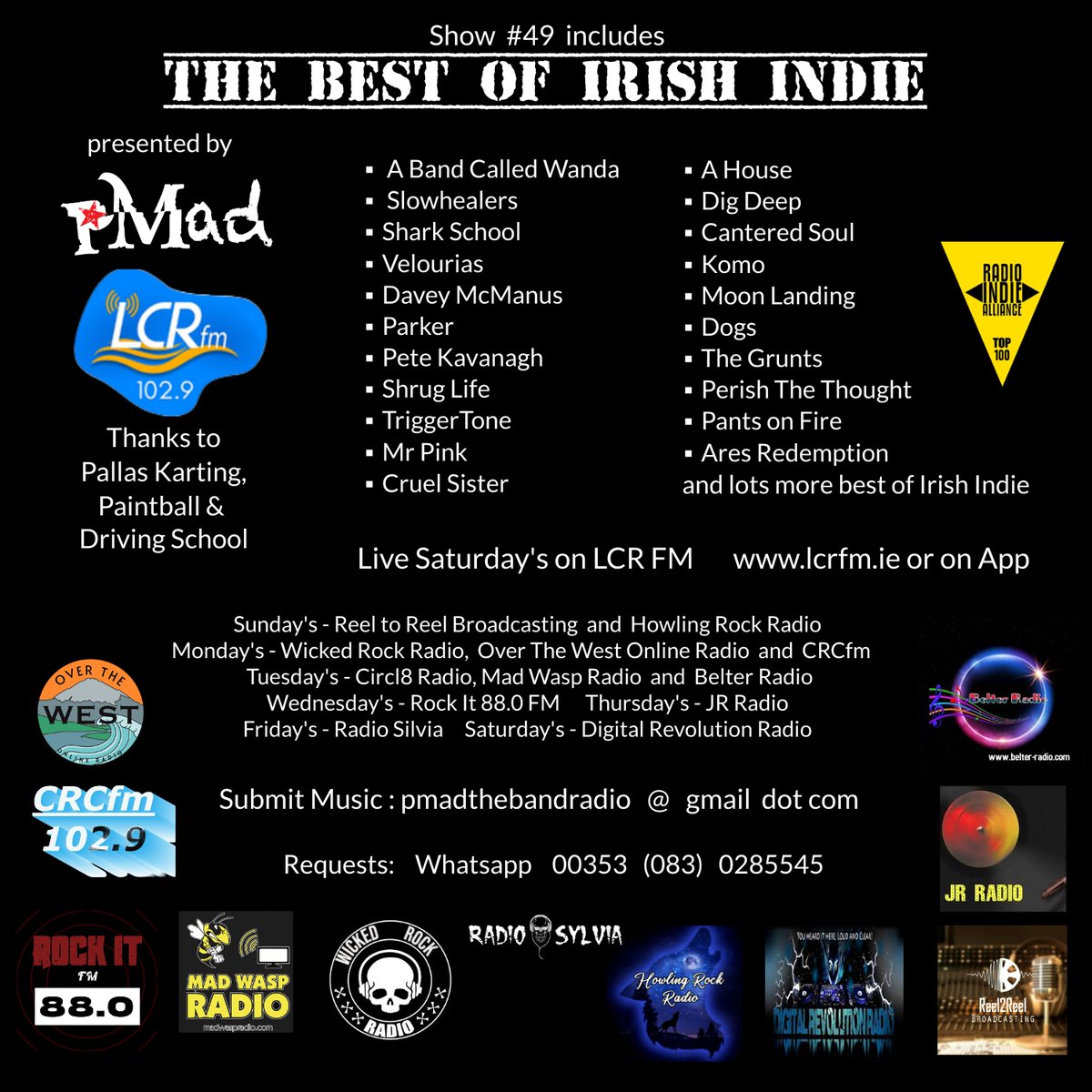 pMad (@pmadtheband) on Twitter photo #TheBestofIrishIndie radio show #49 with <a href="/pmadtheband/">pMad</a> this Saturday 5.30pm to 7.00pm Irish time and everyday somewhere, featuring new & classic Irish Indie tunes.  
On lcrfm.ie 
Chat live on Sat. 
Whatsapp 00353 (0)83 0285545 or show thread on Instagram #TheBestofIrishIndie radio show #49 with <a href="/pmadtheband/">pMad</a> this Saturday 5.30pm to 7.00pm Irish time and everyday somewhere, featuring new & classic Irish Indie tunes.  
On lcrfm.ie 
Chat live on Sat. 
Whatsapp 00353 (0)83 0285545 or show thread on Instagram