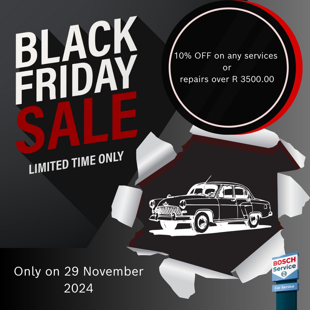 Bosch_Secunda's tweet image. Don&apos;t Miss our Black Friday Special on the 29th of November 2024! Get 10% off on any Service or Repairs Over R 3500.00. Limited space available, book today! #BlackFriday #LikeABosch #ExpierenceTheBoschDifference
017 492 0103
079 885 3733