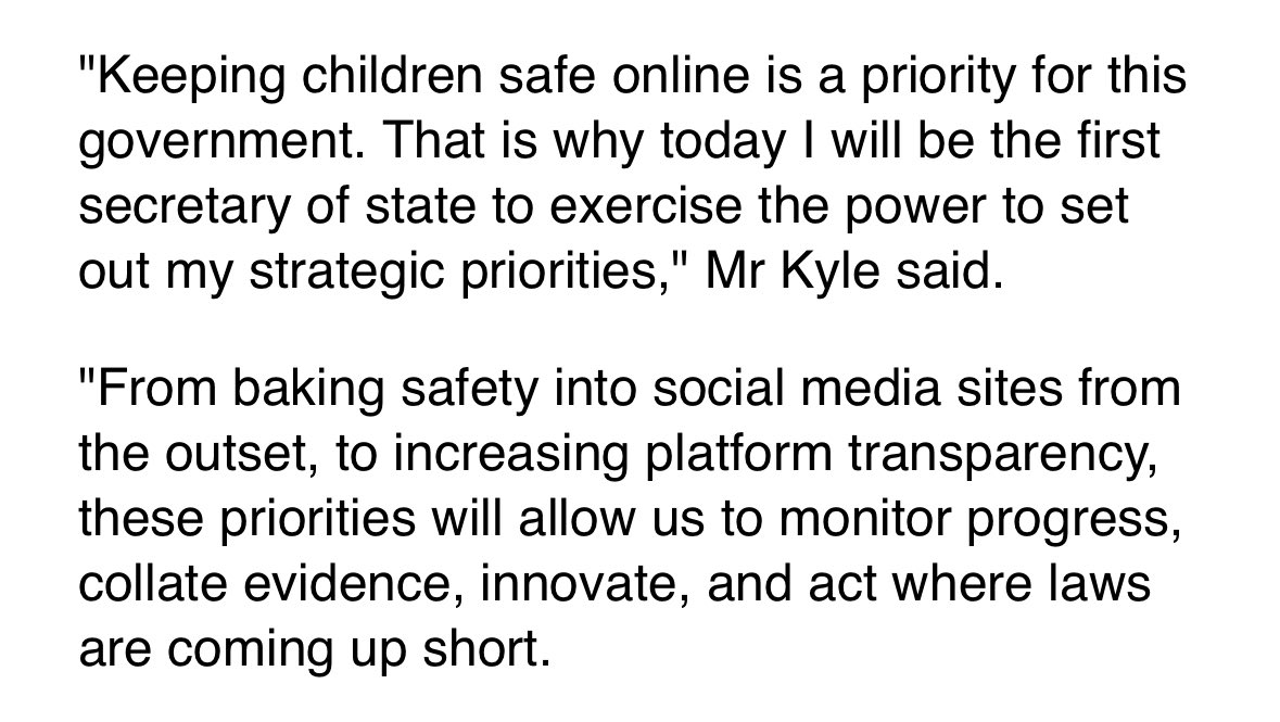 Andy Burrows (@_andyburrows) on Twitter photo Important and welcome move from <a href="/peterkyle/">Peter Kyle</a> to quickly use his powers under the #OnlineSafetyAct to set ambitious new strategic priorities for <a href="/Ofcom/">Ofcom</a>. This is only a downpayment on what’s ultimately needed, but note the shifting language on laws ‘coming up short.’ Important and welcome move from <a href="/peterkyle/">Peter Kyle</a> to quickly use his powers under the #OnlineSafetyAct to set ambitious new strategic priorities for <a href="/Ofcom/">Ofcom</a>. This is only a downpayment on what’s ultimately needed, but note the shifting language on laws ‘coming up short.’
