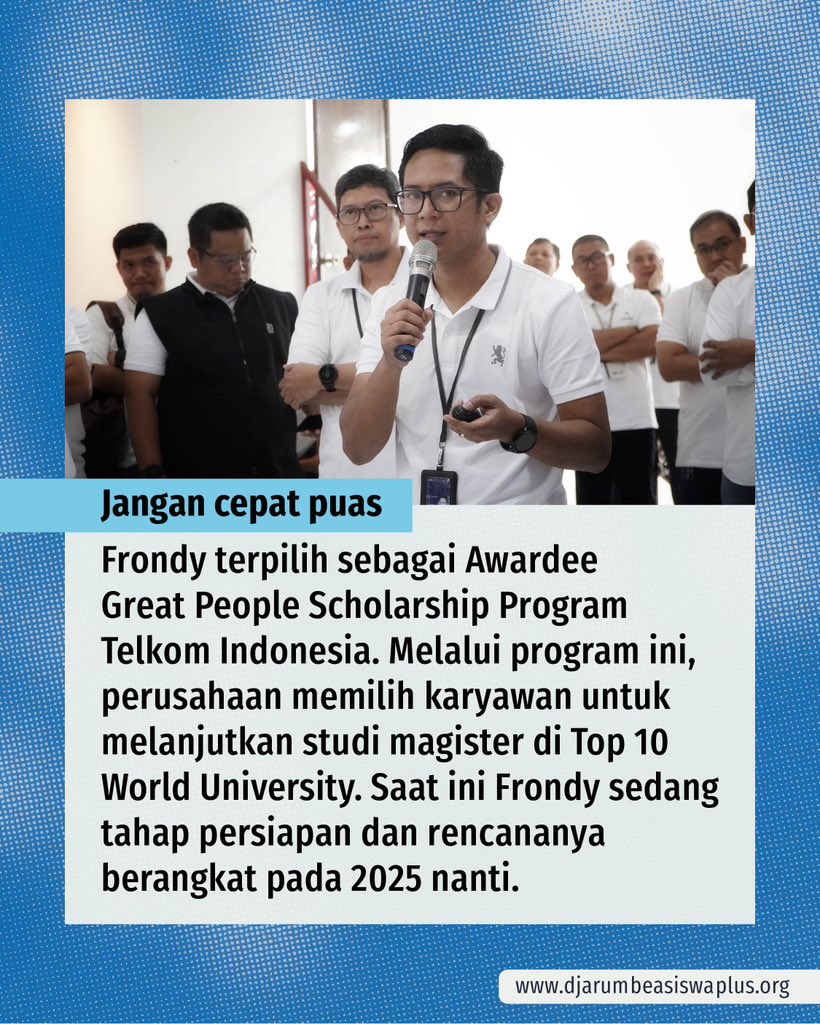 BeswanDjarum's tweet photo. Sekarang, Frondy lagi siap-siap untuk petualangan baru di Top 10 World University! Semoga langkah berikutnya semakin menginspirasi kita semua untuk terus tumbuh dan menghadapi tantangan dengan semangat yang sama. ✨ https://t.co/KH05VSbhvv