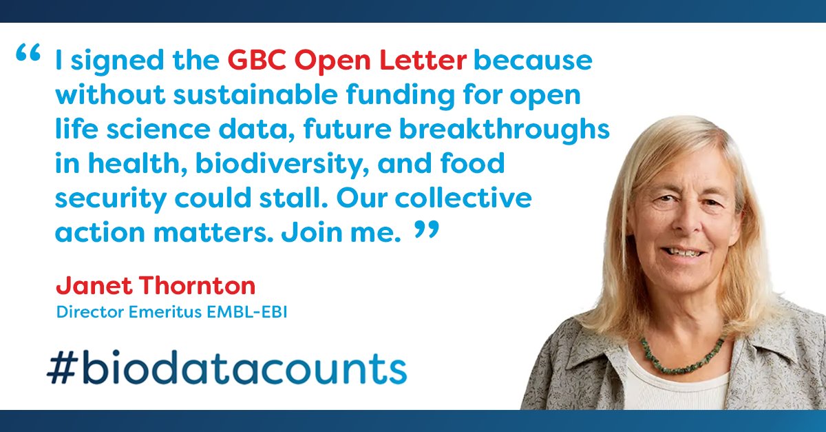 Thank you to leading scientists around the world for signing the GBC’s Open Letter calling for support to sustain global biodata resources.  If you haven’t already signed the letter, please do so.  Click the link bit.ly/3UT0c6n
#biodatacounts #globalbiodata #openscience