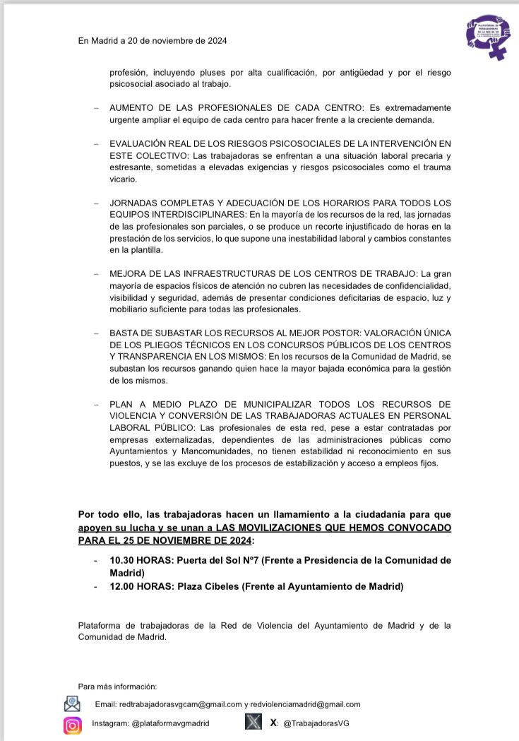 🔴Este 25N las trabajadoras de VG y Espacios de Igualdad de Madrid vamos a la huelga🔥
🔴Por una atención de calidad y condiciones laborales dignas✊🏽
🔴Nos movilizamos por todas ✨❤️‍🔥
#LaRedNoSOStiene
#25NHuelgaVG
#LaVerguenzaCambiaDeBando
#MaltratadasXlaRed 
#Madrid
