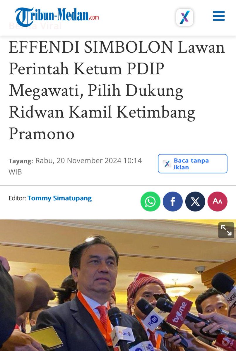Loh, kok politisi senior Effendi Simbolon malah dukung RK? Bukannya PDIP usung Pram-Rano? Jadi solidnya di mana, nih? #PDIPTidakSolid #JokowiEffect Effendi Simbolon Dukung RK