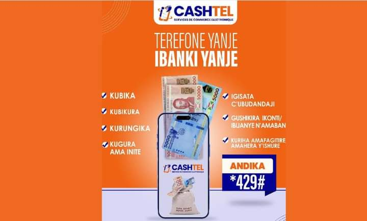 AgasekeTv's tweet photo. Jana na @CASHTEL412040 mw'iterambere ridakumira, mu kubika n'ukubikura amafranga,kwigurira ama inite, ukagurira n'umugenzi ukoresheje telefone ngendanwa yawe canke ukayadandaza.
 Wipfuza kwiyugururira ikonti ya #Cashtel? Fyonda kuri *429# ushaka kumenya vyinshi Hamagara kuri 429 https://t.co/jC35Qb8WaX