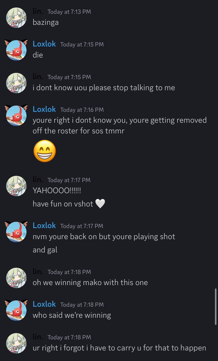 team spirt at an all time high chat

also hello we’re back see u in sos o7