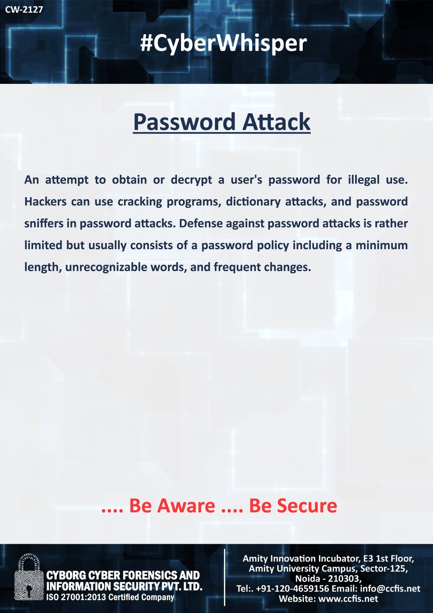 ccfis's tweet photo. #CyberWhisper #CyberSecurity #PasswordAttack https://t.co/g1OybQZy0u