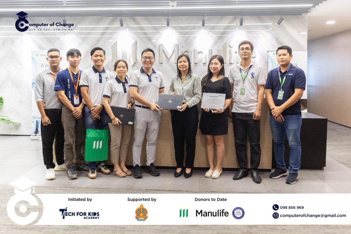 TechforKidsAcad's tweet image. 71 laptops donated by Manulife Cambodia! 🚀 Huge thanks for supporting &quot;Computer of Change&quot; Round 3, empowering students nationwide. #Oldtoyounewtome #COC