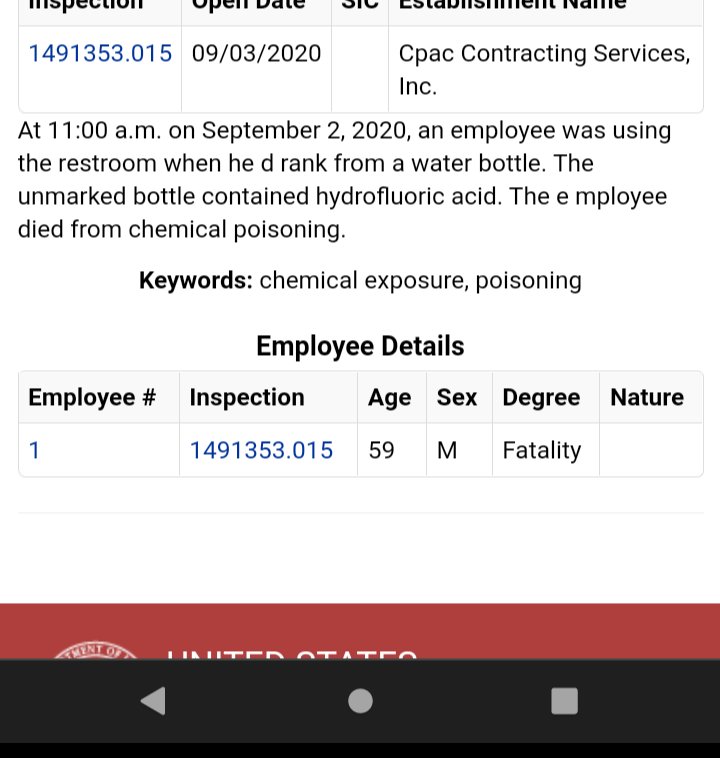FatherCrime's tweet photo. @wtyppod OSHA reports have some real hidden nightmares https://t.co/ggfCXVb1lx
