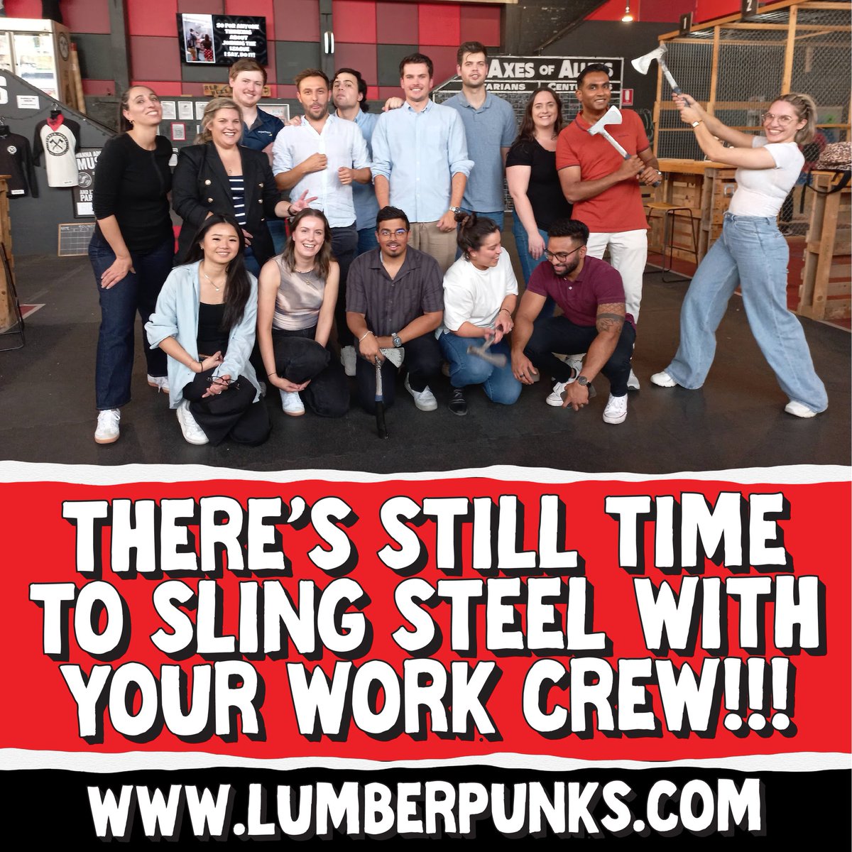 LumberPunksAxe's tweet photo. Axe-Mas is nearly here, but there is still time and there are still spaces left to sling steel with your work crew and find out who amongst your colleagues will win the right to call themselves the Lumber Punks Axe Champion!!⁠

https://t.co/YrEfbybmQR
⁠ https://t.co/Zfjvjp2QOT