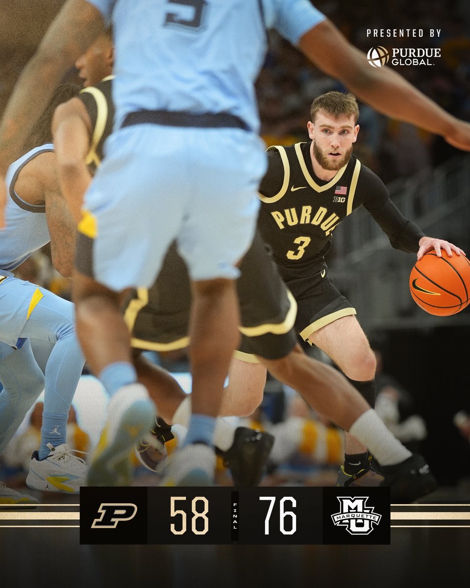 FINAL

First loss in the non-con since Dec. 2020, as Boilers shoot just 40.0 percent from the field, commit 15 turnovers. 

✅: TKR - 16 pts, 8 rebs
✅: Loyer - 13 pts
✅: Smith - 11 pts, 9 asts, 4 rebs
✅: Furst - 8 pts