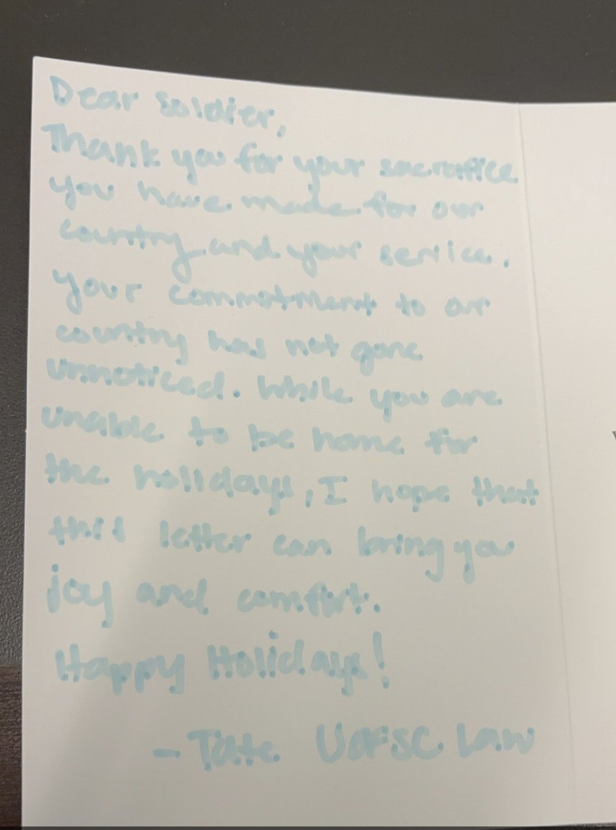 Writing letters for veterans for the holiday season!🎄 Thank you to all who serve and to those giving up time with their family during the holidays.