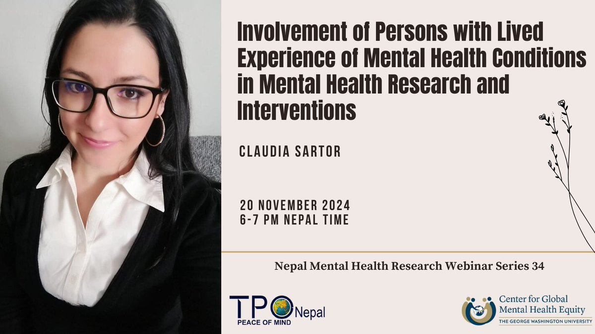 📢📢
We're back with our 34th #WebinarSeries: 🗣️ "Involving Lived Experience in Mental Health Research &amp; Interventions" 📷 Nov 20 | 
Registration link: docs.google.com/forms/d/e/1FAI…
#mhrnwebinar