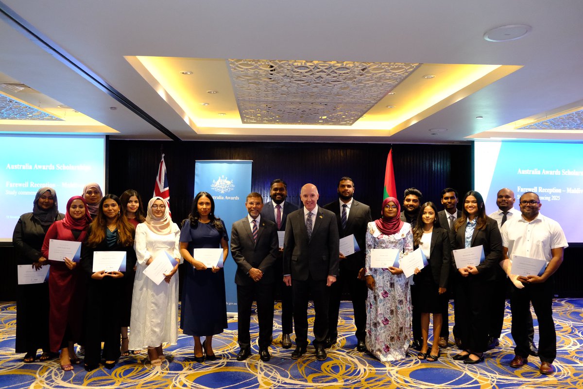Australian High Commission, Republic of Maldives (@aushcmv) on Twitter photo High Commissioner, H.E David Jessup hosted a reception to congratulate and farewell the 16 recipients of the <a href="/AustraliaAwards/">Australia Awards</a> Scholarships for 2025.
Thank you to the National Security Advisor, H.E Ibrahim Latheef for attending as the Chief Guest. High Commissioner, H.E David Jessup hosted a reception to congratulate and farewell the 16 recipients of the <a href="/AustraliaAwards/">Australia Awards</a> Scholarships for 2025.
Thank you to the National Security Advisor, H.E Ibrahim Latheef for attending as the Chief Guest.