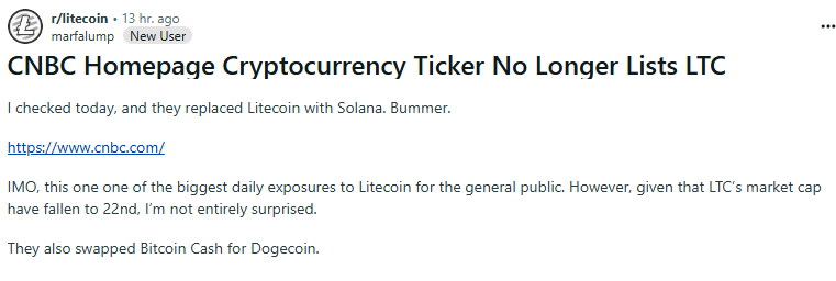 Sol > LTC

Even <a href="/CNBC/">CNBC</a> knows it.
